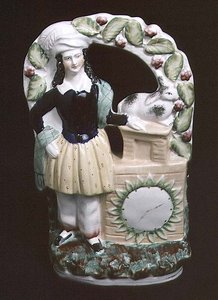 Staffordshire-figuur van een man met een konijn, 1840